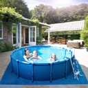 Pool Ground Cloths Pool Cover,16x16 Ft Square Swimming Pool Liner Pad, Anti Tear Above Ground Pool Mat, Preventing Punctures Pool Tarp Cover for Frame Pool Inflatable Top Ring Swimming Pools (Blue)