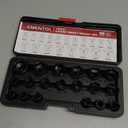 EMENTOL 19 Pieces 3/8" Drive Low Profile Nano Impact Socket Set, 6mm-24mm, Metric Stubby sockets, CR-MO