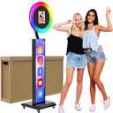 JIYANG Portable Photo Booth Compatible with Any Ipad,Photo Booth Stand Shell with ChackTok PhotoBooth VIP Member and Flight Case,Free Custom Logo,Perfect for Parties,Wedding and Events,Honeycomb Case