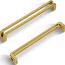 7-1/2 Inch(192mm) Hole Center Brushed Gold Zinc Alloy Solid Cabinet Pulls,Dresser Cabinet Handles Luxury Cabinet Pull Hardware for Bedroom, Kitchen 6 Pack 7600