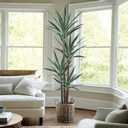 Artificial Agave Plant 6FT with 60 Leaves & 4 Trunks & Elegant Black Pot Faux Tall Floor Fake Large Modern Tree 70 Inch for Home Office Indoor Outdoor Decor Housewarming Gift (6FT, 1Pack)