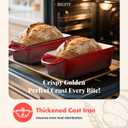 2 IN 1 Cast Iron Bread Loaf Pan with Lid, 3.4QT 9x5 Inch Dutch Oven for Bread Baking, Even Heating Bread Oven, Enameled Bread Pan for Homemade Sourdough Bread Baking & Versatile Cooking, Red