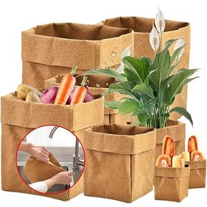 Multiuse Kraft Paper Bags for Office and Home - 4 Sizes, Washable, Study, Degradable - Perfect for Live Plants, Onion Storage, Potatoes - 8pcs/Set