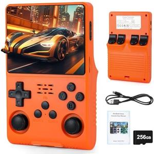 R40S Pro Handheld Retro Gaming Console – 256GB Storage, 3800mAh Battery, 3.5" Full-Lamination IPS Screen, 20+ Emulators, Preloaded 30,000 Games, Multiplayer Support (Orange)