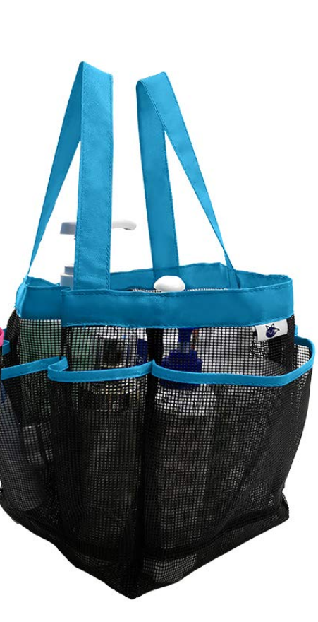 SPINFOX 1 Pack Mesh Shower Caddy, Quick Dry Shower Tote Bag Hanging Toiletry with 2 Handles for Shampoo, Conditioner, Soap and Other Bathroom Accessories