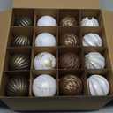 25-Pack Vintage Christmas Ball Ornaments Classic Textured Christmas Ball Farmhouse Hanging Decorations for Xmas Tree Holiday Home Party (Textured Vintage)