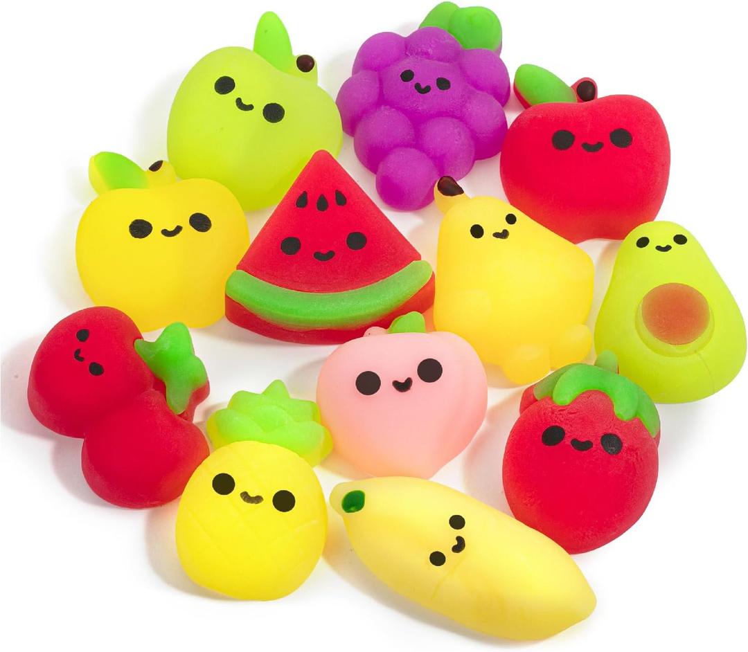 Mr. Pen- Fruit Squishy Toys, 12 Pack, Washable Twistable Stretchy Squishies, Soft Stress Relief Sensory Toys for Squeezing, Kids Gifts, Party Favors & Classroom Rewards, Easter Egg Fillers