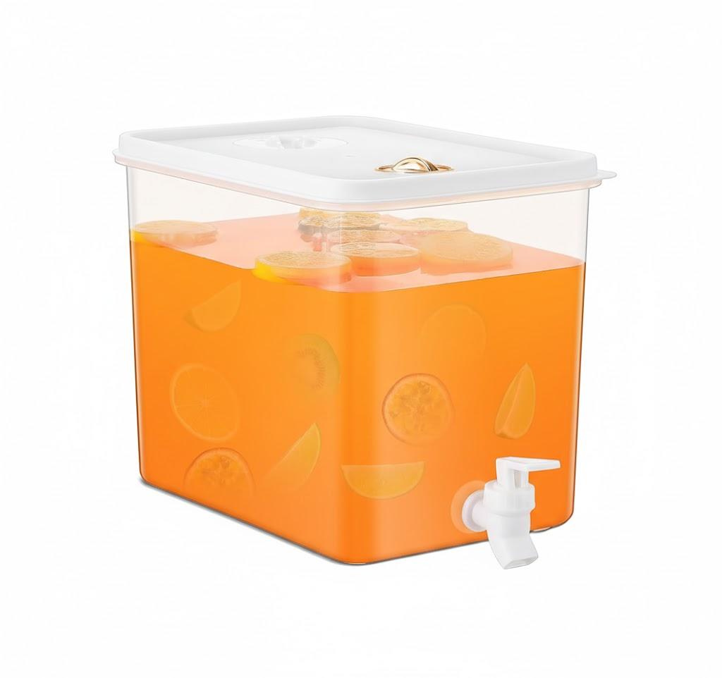 Domensi 1 Pack 2 Gallon Drink Dispenser for Fridge with Spigot Water Dispenser Leak Proof Lids Filter Screen Beverage Juice Container Sealed Plastic Lemonade Milk Cold Hot Drink Tea Jug for Party