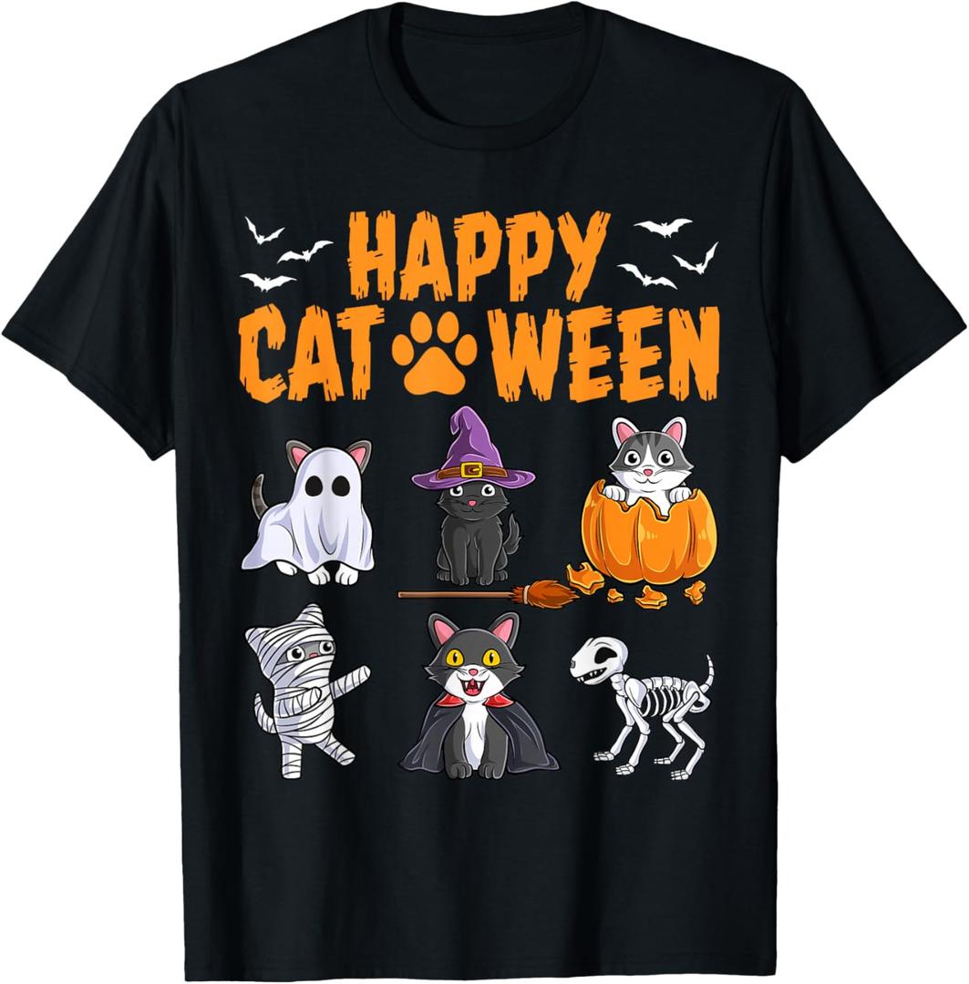 Cats Halloween Spooky Holiday Cute Kitten Cat Halloween T-Shirt S