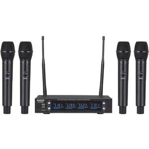 BOMGE Wireless Microphone System 4-Channel, UHF Cordless Dynamic Four Mics Set,Auto Connect, All Metal Design,for Home Karaoke, Meeting, Party, Church, DJ, Wedding, Home KTV Set, 260ft