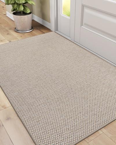 DEXI Indoor Door Mat 32x48, Washable Entrance Mats with Non Slip Rubber Back, Ultra Thin Entryway Mats Absorbent Dirt Carpper Front Back Doormat for Entry Floor Inside Home, Beige
