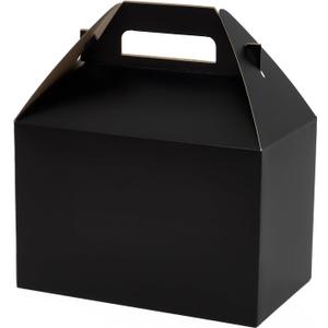 Paper Mart Black Gable Boxes for Party Favors, Pack of 100 Large Decorative Boxes, 9 x 6 x 6 Inches, Midnight Black Treat Packaging