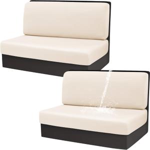 Gollense RV Dinette Cushion Covers, Waterproof Stretch Camper Cushion Covers, Sectional Replacement Bench Seat Cover Set for Travel Trailer Couch - 2 Backrest Cover & 2 Bench Cover (Beige)