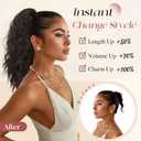 SOFEIYAN Ponytail Extension, 16 inch Claw Clip Ponytail Extension Wavy Curly Ponytails Synthetic Pony Tails Hair Extensions Natural Fake Hairpiece for Women - Dark Brow