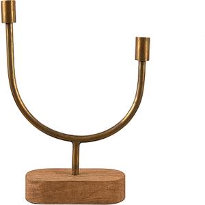 Main + Mesa Asymmetrical Wood and Metal Candle Holder (13.75"H)