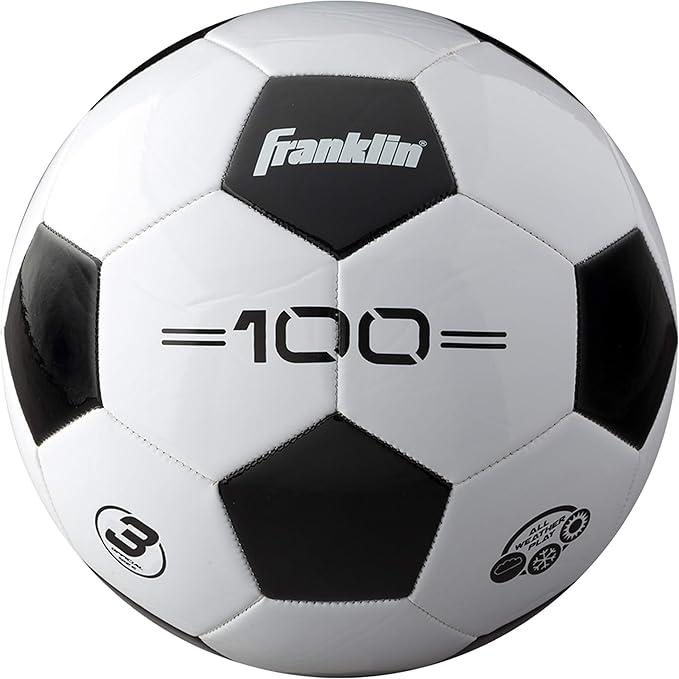 Franklin Sports Soccer Balls Starter Set - Size 3 - 1 Inflated Ball With Hard Shell Socks Black And White