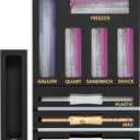 DALSHABET 9 IN1 Bamboo Storage Bag Drawer Organizer with Cutter, Foil and Plastic Wrap Dispenser for Kitchen Storage Compatible with All Brands Gallon, Quart, Sandwich & Snack Size Bags - Black