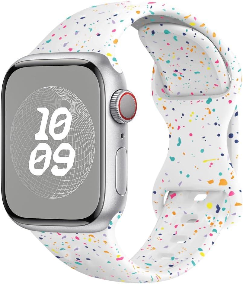 Sport Bands for Apple Watch Band 40mm 41mm 38mm  iWatch Bands for Women Kids Men,Cute Recycled Plastic Silicone Strap for Apple Watch Series 11 10, White, 38mm 40mm 41mm 42mm (Series 11/10)