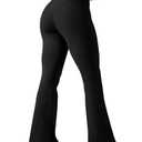 AB-Eleven Women's Yoga Pants Bootcut Flare Leggings Flared Bell Bottom Leggings High-Waisted Workout Pants Tummy Control Black, Size L