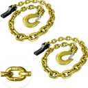 2-Pack Grade 80 Trailer Safety Chain 35 Inch with 5/16'' Clevis Snap Hook and Chain Retainer | 21,000 lbs Break Strength | Transport Chain for Towing (Yellow)