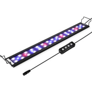 hygger 9W Full Spectrum Aquarium Light with Aluminum Alloy Shell Extendable Brackets, White Blue Red LEDs, External Controller, for Freshwater Fish Tank (12-18 inch)