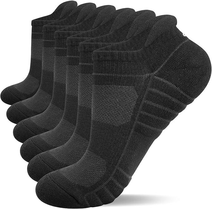 Lapulas Ankle Socks Cushioned No Show Sport Low Cut Socks for Men and Women 6Pairs Black, Large