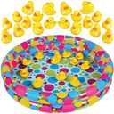 Gamie Duck Pond Matching Carnival Game for Kids, 36" x 6" Inflatable Pool & 19 Plastic Ducks with Numbers, Water Outdoor Game for Kids, Fun Memory Game for Backyard, Birthday Party Field Day Games