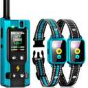 Dog Shock Collar for 2 Dogs 4200FT: Innovative Step Counter & Smart Color Screen Dog Training Collar with Remote 5 Modes, IP67 Waterproof Rechargeable Ecollars for Large Medium Small Dogs (Blue)