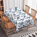 Navy Blue Floral Tablecloth Rectangle, 60x102 Inch Spring Summer Watercolor Flower Vintage Blue and White Fabric Table Cloth,Waterproof Table Cover for Dining Picnic Camping Party Decoration