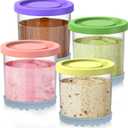 for Ninja Creami Containers, Compatible with NC299AMZ & NC300s Series Creami Ice Cream Makers, 16OZ Creami and Lids 4 Pack, Extra Cups Replacement for Ninja Creamy Pints, Airtight Dishwasher Safe