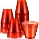 Baderke 100 Pcs Plastic Party Cups Glitter Plastic Cups Disposable Clear Cocktail Containers for Outdoor Birthday, Wedding, Christmas Thanksgiving Parties (Red,9 oz)