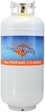 Flame King YSN401 Steel Propane Tank Cylinder With Overflow Protection Device Valve, 40 Lb, White