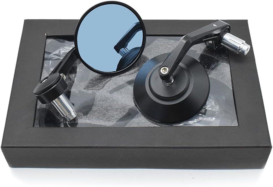 Handlebar-end Side Rearview Mirror CNC Aluminum Universal for Motorcycle Motorbike Street Bike, Compatible with Honda Kawasaki Suzuki Triumph Yamaha(Black)