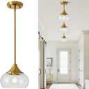 Modern Pendant Lights for Kitchen Island, Gold Pendant Light Fixtures with 8.5" Clear Glass Shade, Industrial Hanging Pendant Lights Fixture for Kitchen Island Dining Room Bedroom Entryway 1 Pack