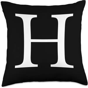 Cute & Classy Black White Monogram Letter H Throw Pillow (18x18)