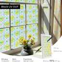 3D Stained Glass Window Film, Decorative Window Privacy Film for Bathroom,Front Door,Home, Sun Blocking Heat Control,Static Cling Blossom Splendor 23.6inch x 35.4inch