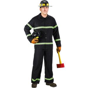 Hicarer 3 Pcs Firefighter Costume for Men Fireman Helmet Jacket Pants Firefighter Halloween Cosplay Party Outfit (Large)