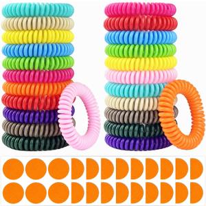 Mosquito Repellent Bracelets 24 Pack, Individually Wrapped Mosquito Repellent Bands with 60 Pcs Mosquito Stickers Patches, Natural Insect Bug Wristbands for Kids and Adults