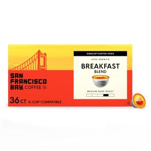 San Francisco Bay K-Cup Coffee Pods, Breakfast Blend (36 ct), Medium Roast, Commercially Compostable Single-Serve Coffee Pods, Best By Apr 8, 2026