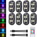 Wireless LED Strobe Lights with Remote Control, 2025 New Upgrade 4LED 8 Colors Waterproof Anti-Collision Led Warning Light USB Charing LED Lights for Car Drone Truck Motorcycle Aircraft Bike - 8PCS