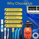 Oiktylr Mini Split Cleaning Kit Bag with 2L High Pressure Sprayer, Air Conditioner Cleaning Kit with Waterproof PVC AC Cleaning Cover Bib with 10pcs HVAC Cleaning Tools, Small