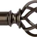 KAMANINA 1 Inch Curtain Rod Single Drapery Rod 36 to 72 Inches (3-6 Feet), Bronze Curtain Rods for Windows, Twisted Cage Finials