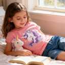 Funnycokid Little Girls T Shirt for Toddler 3-7 Years Kids Tee Graphic Short Sleeve Clothes Tops (Pink)