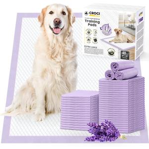 CROCI Dog Pads Lavender Scented 30x36in Extra Large Pee Pads for Dogs with Odor Eliminating Puppy Pads Thicken Super Absorbent Up to 10 Cups Pee Pads, Disposable (40 Counts)