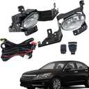 WFLNHB 1 Pair Left Right Fog Lights Replacement for Honda Accord 4DR Sedan 2011-2012 Front Bumper Driving Lamps & Wiring & Switch & Clear Lens