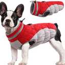 FUAMEY Dog Coat for Medium Dogs,Waterproof Dog Winter Jacket with Harness Built in Puppy Cold Weather Coats Reflective Pet Vest with Zipper Warm Fleece Dogs Snowsuit Windproof Red M (M(chest:21in))