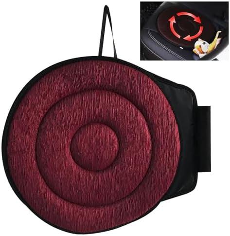 360 Rotating Seat Cushion for Car,Swivel Car Seat for Car for Elderly Support, Non Slip, Memory Foam, Ergonomic Design (Claret)