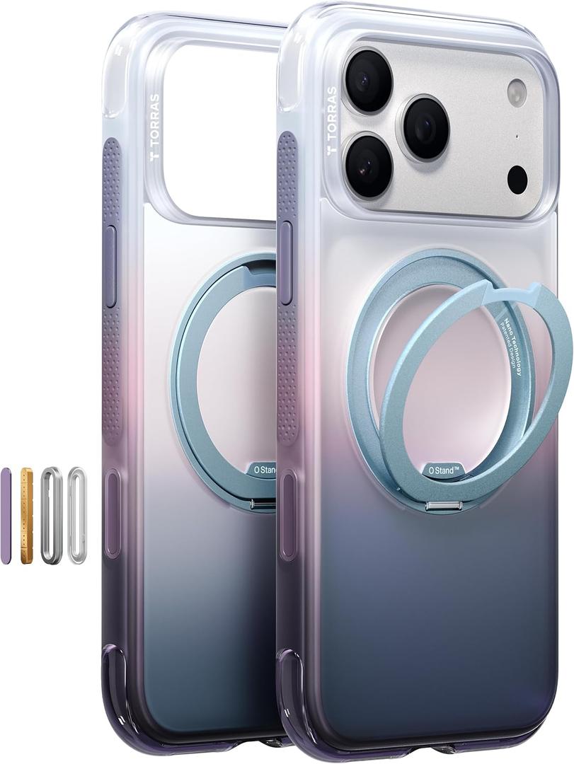 TORRAS O3 Air for iPhone 17 Pro Max Case with 360 Magnetic Stand, [Fit for MagSafe] [Military-Grade Protection] Slim Case for iPhone 17 Pro Max, 6.9", Dusk Haze Purple