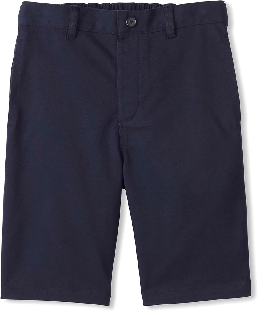 French Toast Boys Adaptive Bermuda Shorts with Hook and Loop Closure (8, Navy)