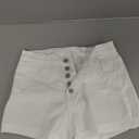 Angerella Denim Shorts for Women Mid Rise Ripped Jean Shorts Stretchy Folded Hem Hot Short Jeans (Small, #001 White)